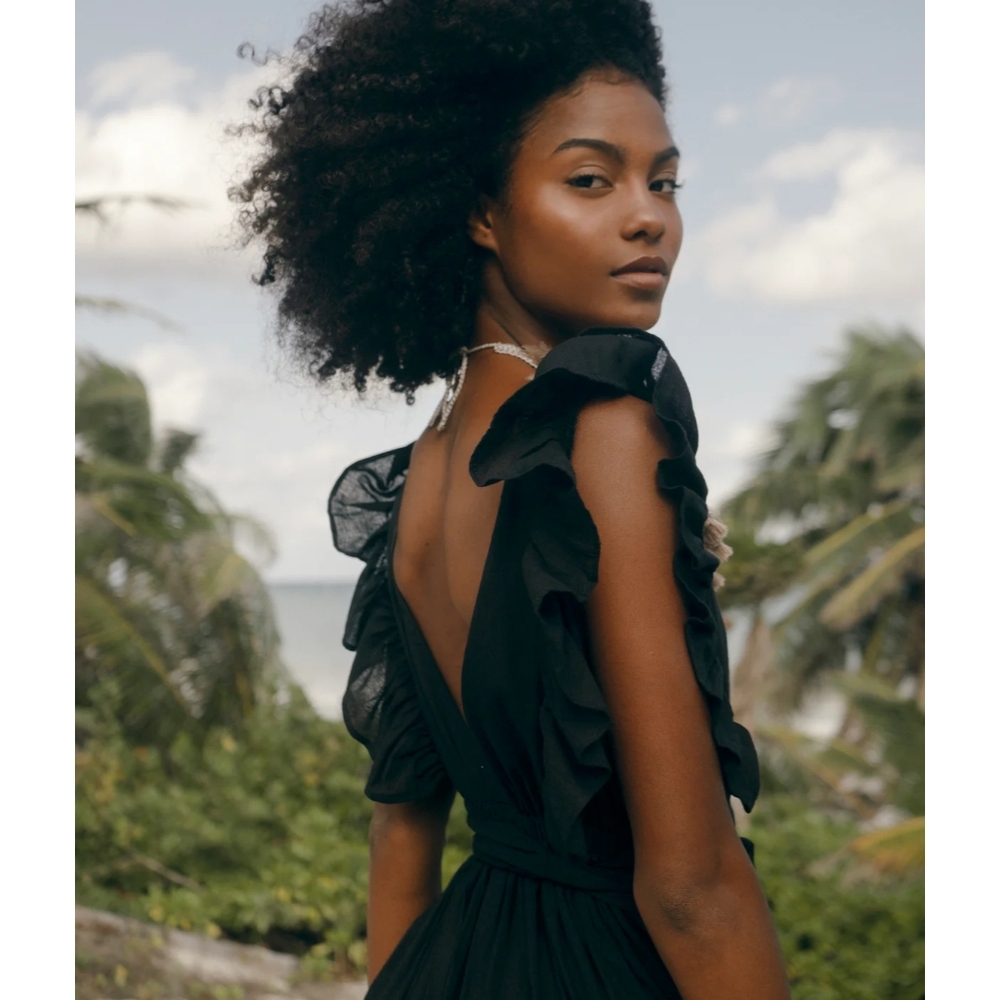 Wanderlust Black Ruffle Maxi Dress - Picture 3 of 12